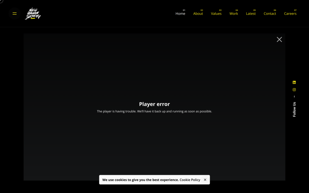 New Honor Society Website Screenshot