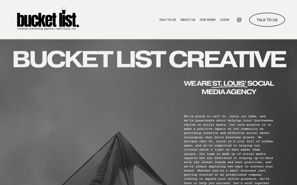 Bucket List Creative Website Screenshot