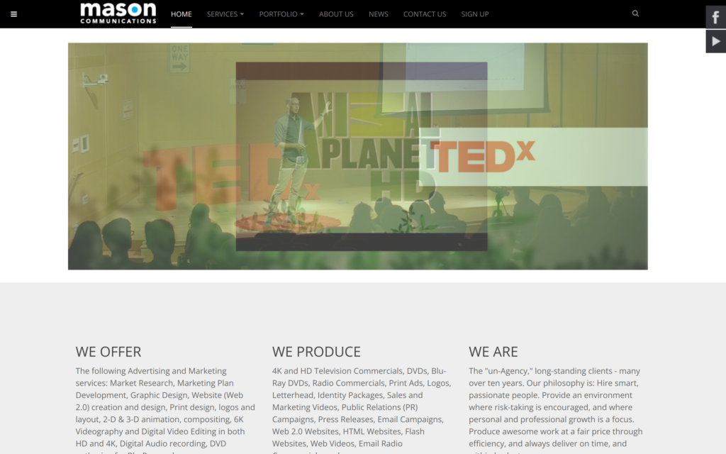 Mason Communications Website Screenshot
