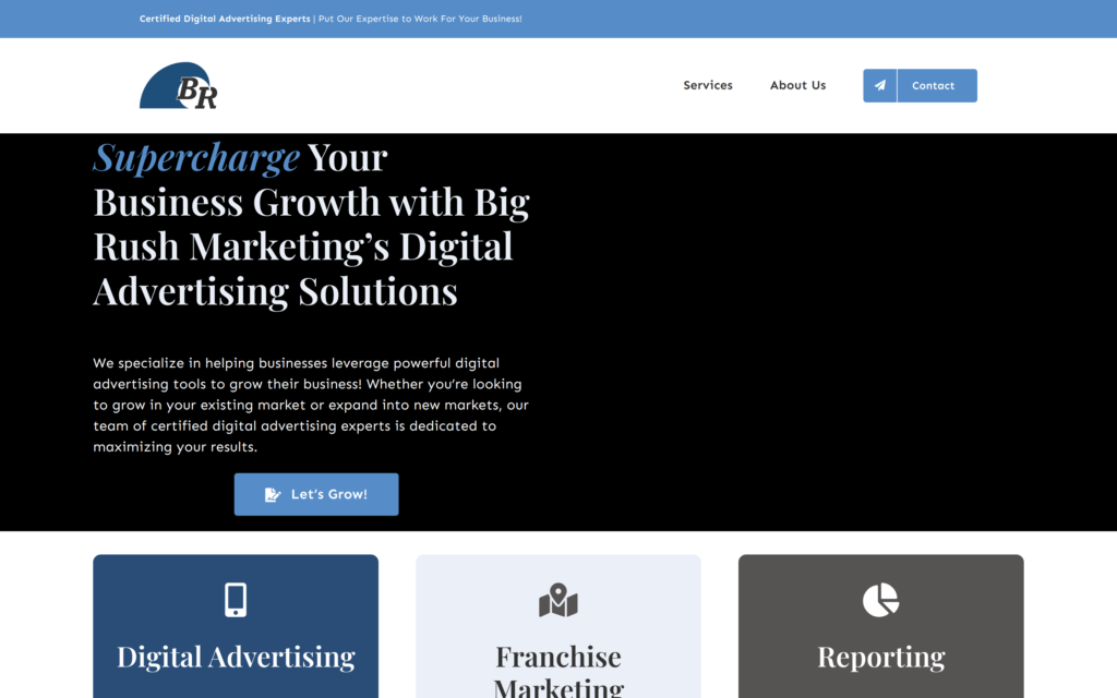 Big Rush Marketing Website Screenshot