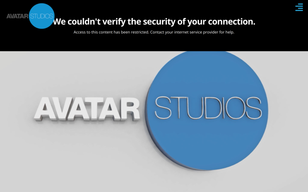 Avatar Studios Website Screenshot
