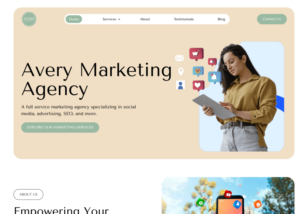 Avery Marketing Agency- Website Screenshot